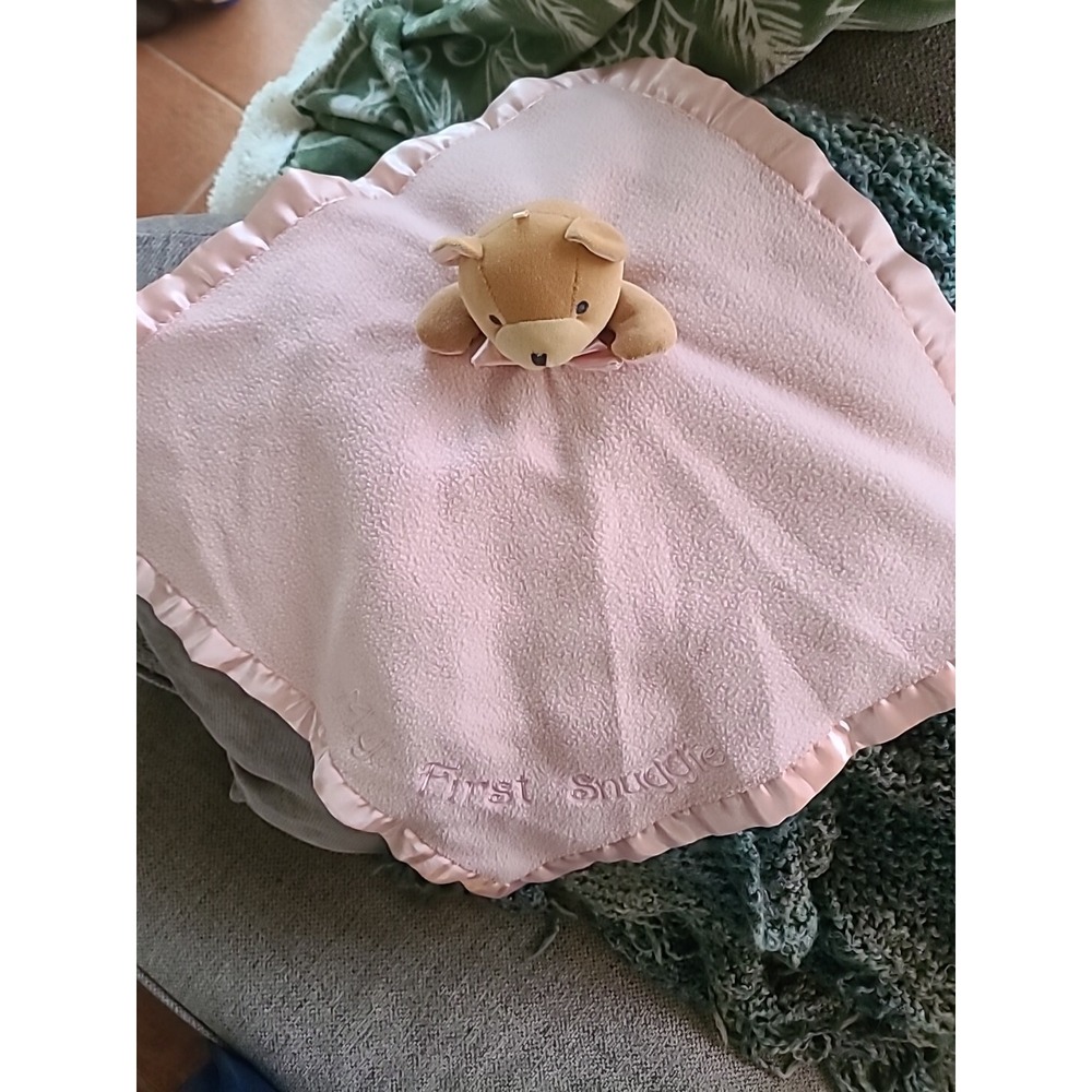 Snuggie Toy "My First Snuggie" Bear Lovey Security Blanket Pink Fleece Satin 18" - Picture 2 of 9
